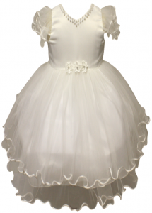 INFANT GIRL DRESS W/ BROACH  (0515650) IVORY